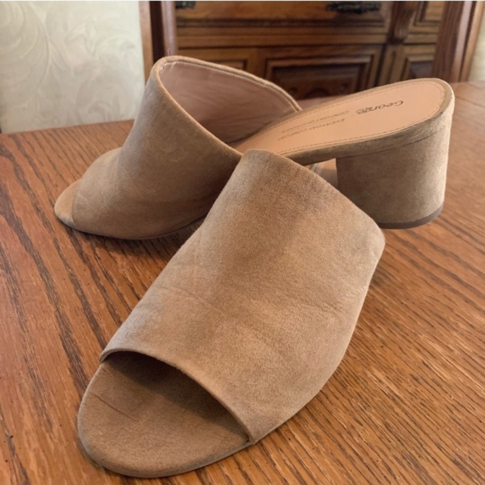 George Taupe Mules Slippers